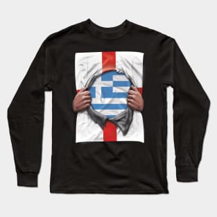 Greece Flag English Flag Ripped - Gift for Greek From Greece Long Sleeve T-Shirt